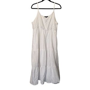Chelsea & Theodore Tiered Midi Dress Spaghetti Strap White
